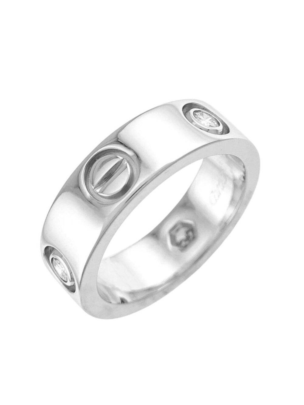 Cartier Love Classic 49 Ring Half Diamond 18k White Gold 750